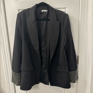 SLA THE LABEL THEA IRIDESCENT DIAMANTÉ CUFF BLAZER